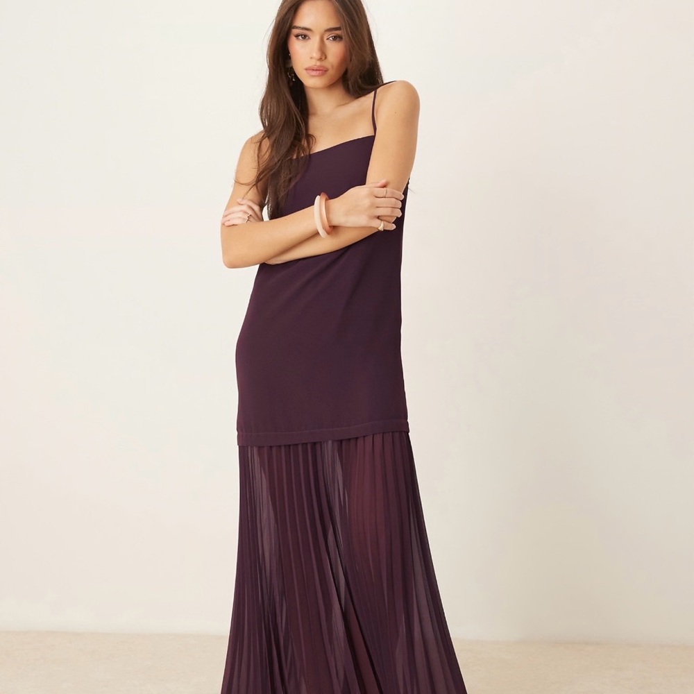 Brown Maxi Dress, sheer skirt